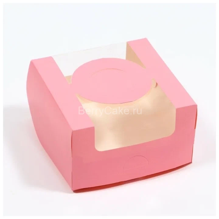 Моноблок с окном " под мини-торт 140*140*80", розовый