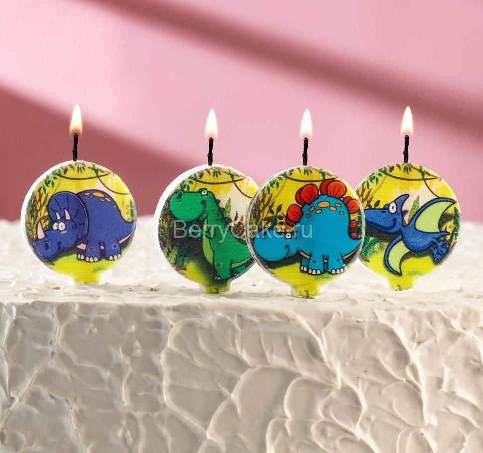 Набор свечей в торт "Динозавры" 5шт
