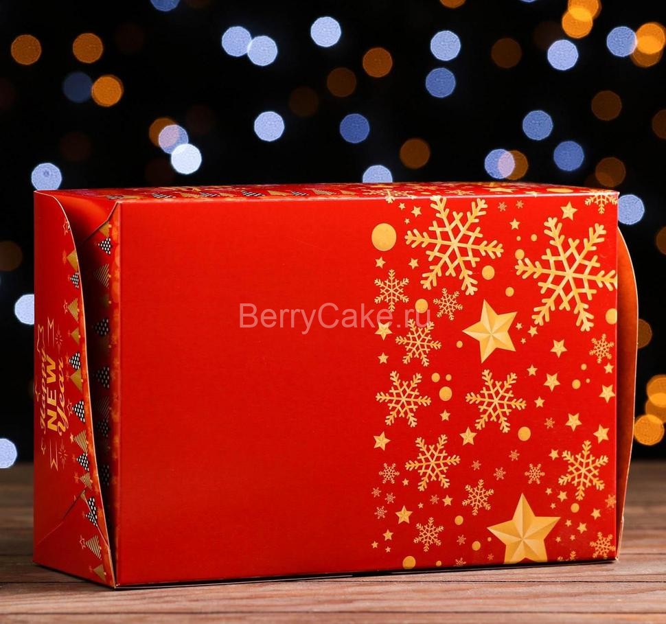 Упаковка на 6 капкейков с окном "Счастливый Новый год", 25 х 17 х 10 см