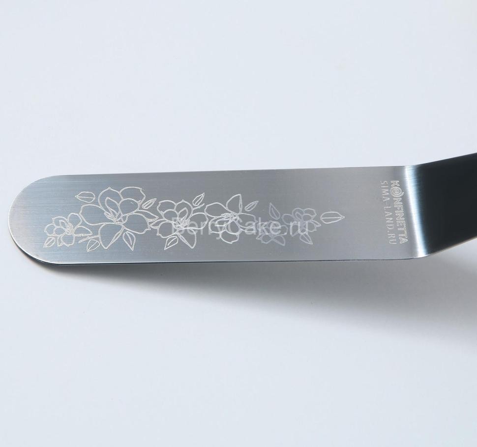 Лопатка изогнутая с металлической ручкой «Цветы», 27 х 3 см