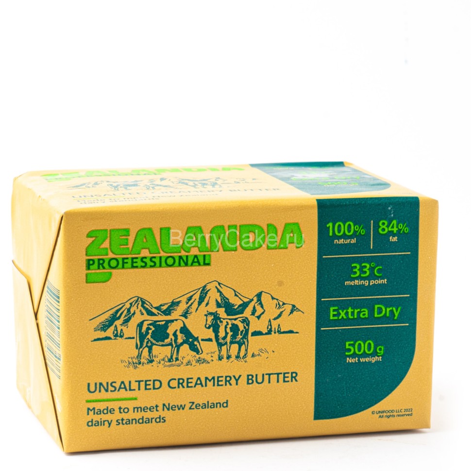Масло сладкосливочное несолёное фасованное  м.д.ж. 84%, ZEALANDIA PROFESSIONAL 0,5 кг