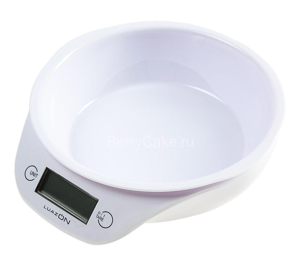 Весы кухонные LuazON LVKB-501, электронные, до 5 кг, чаша 1.3 л, белые