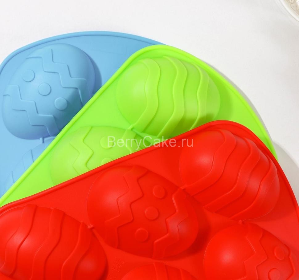 Форма для выпечки силиконовая Доляна «Пасхальные яйца», 27×17 см, 6 ячеек, цвет МИКС