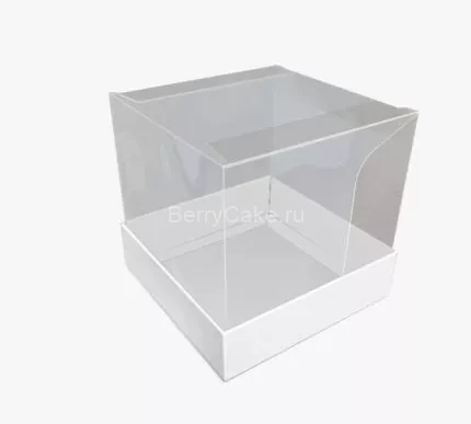 Коробка с прозрачной крышкой 100*100*100", белая
