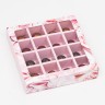 Коробка с обечайкой с окном "под 16 конфет", Розовые пионы