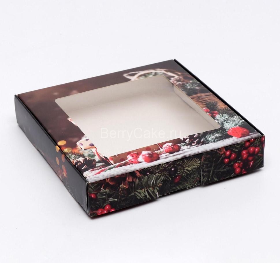 Коробка самосборная "Новогодние подарки", 16 х 16 х 3 см, 1 шт.