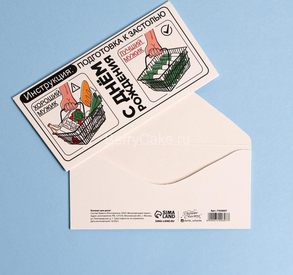 Конверт для денег «С Днем рождения», инструкция, 16,5 × 8 см