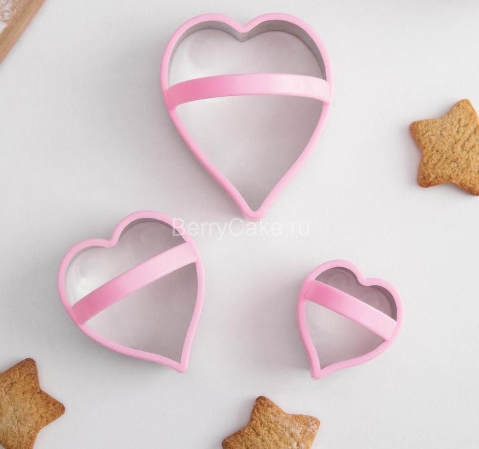 Набор форм для вырезания печенья KONFINETTA «Сердце», 10×8 см, 3 шт, цвет МИКС