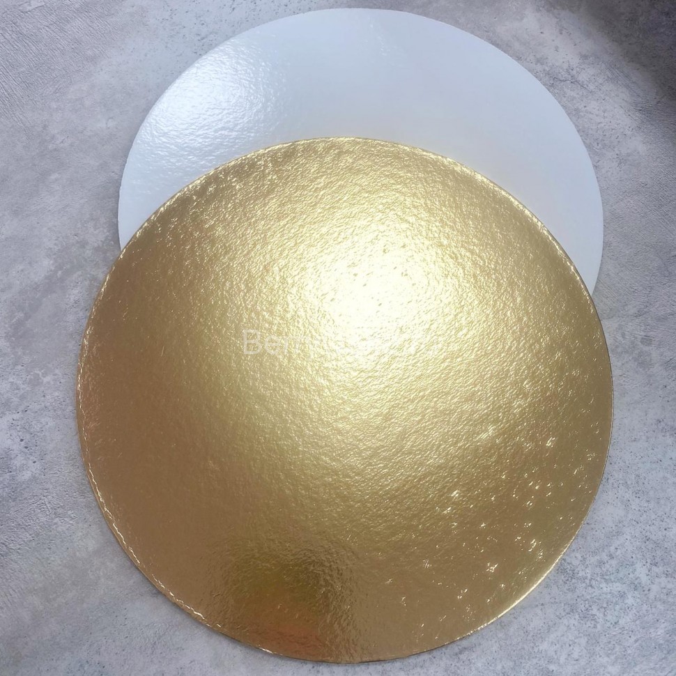 Подложка для торта круглая (золото, белая) d 16 см толщ. 3,2 мм (РУК)