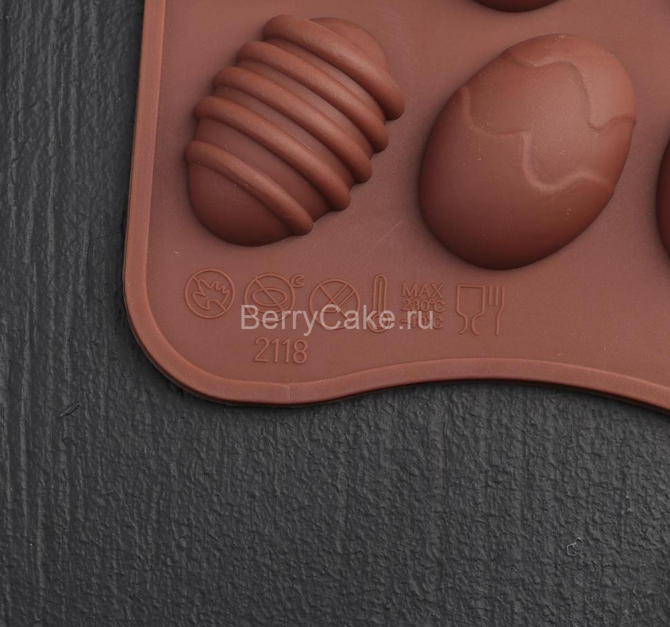 Форма для льда и шоколада «Пасхальные яйца», 22×10,5 см, 15 ячеек (3,2×2,5 см), цвет шоколадный!!