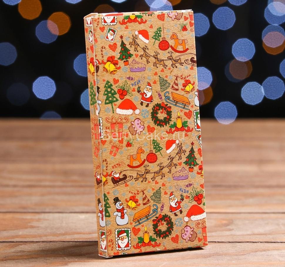 Подарочная коробка под плитку шоколада с окном "Новогодняя открытка", 17,1 х 8 х 1,4 см