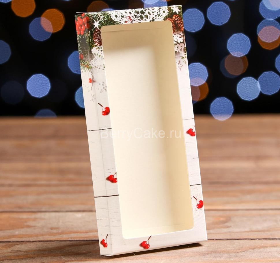 Подарочная коробка под плитку шоколада с окном "Волшебство зимы", 17,1 х 8 х 1,4 см