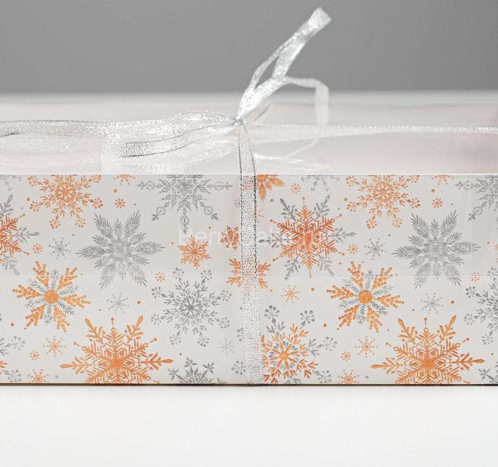 Коробка для капкейка «Снежинки», 23 × 16 × 7.5 см