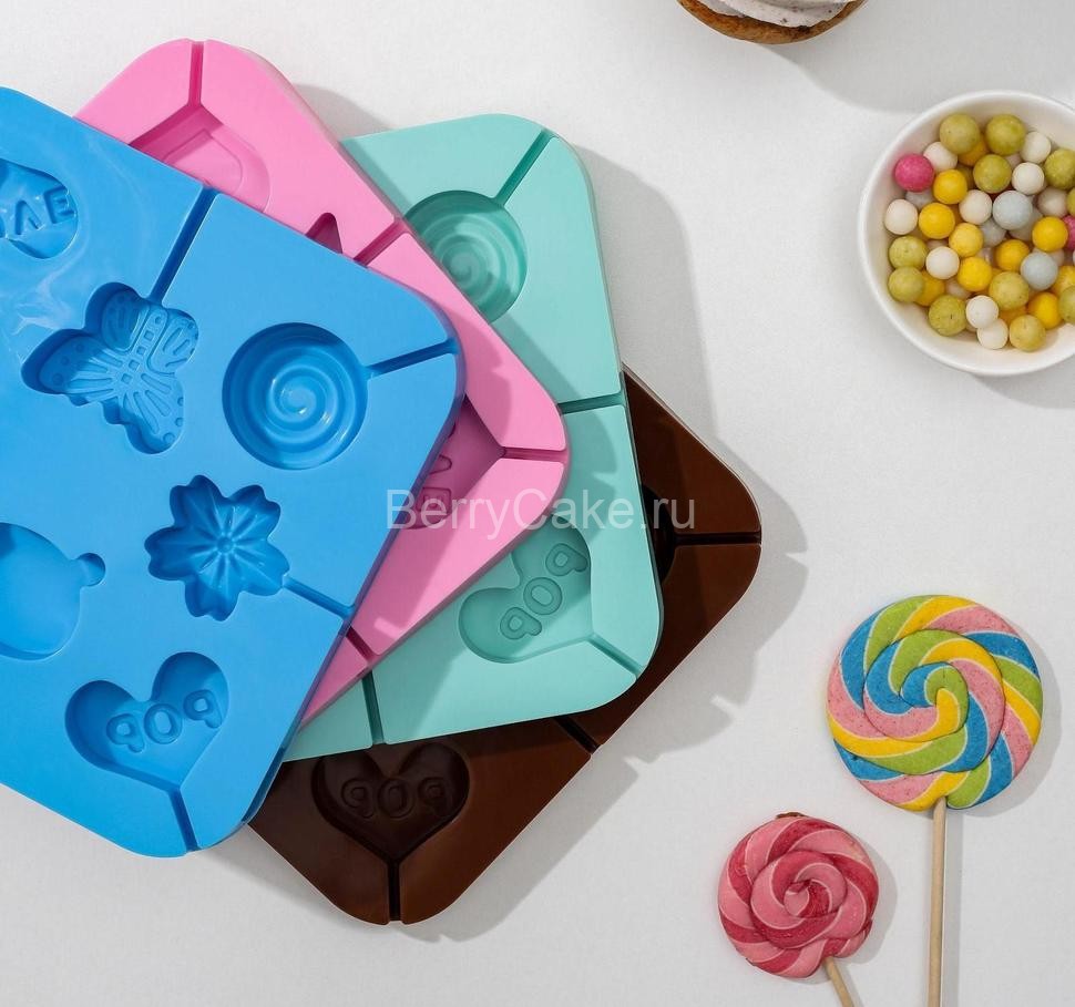 Форма для леденцов и мороженого 6×6×1,8 см «Сладость», 8 ячеек, цвет МИКС