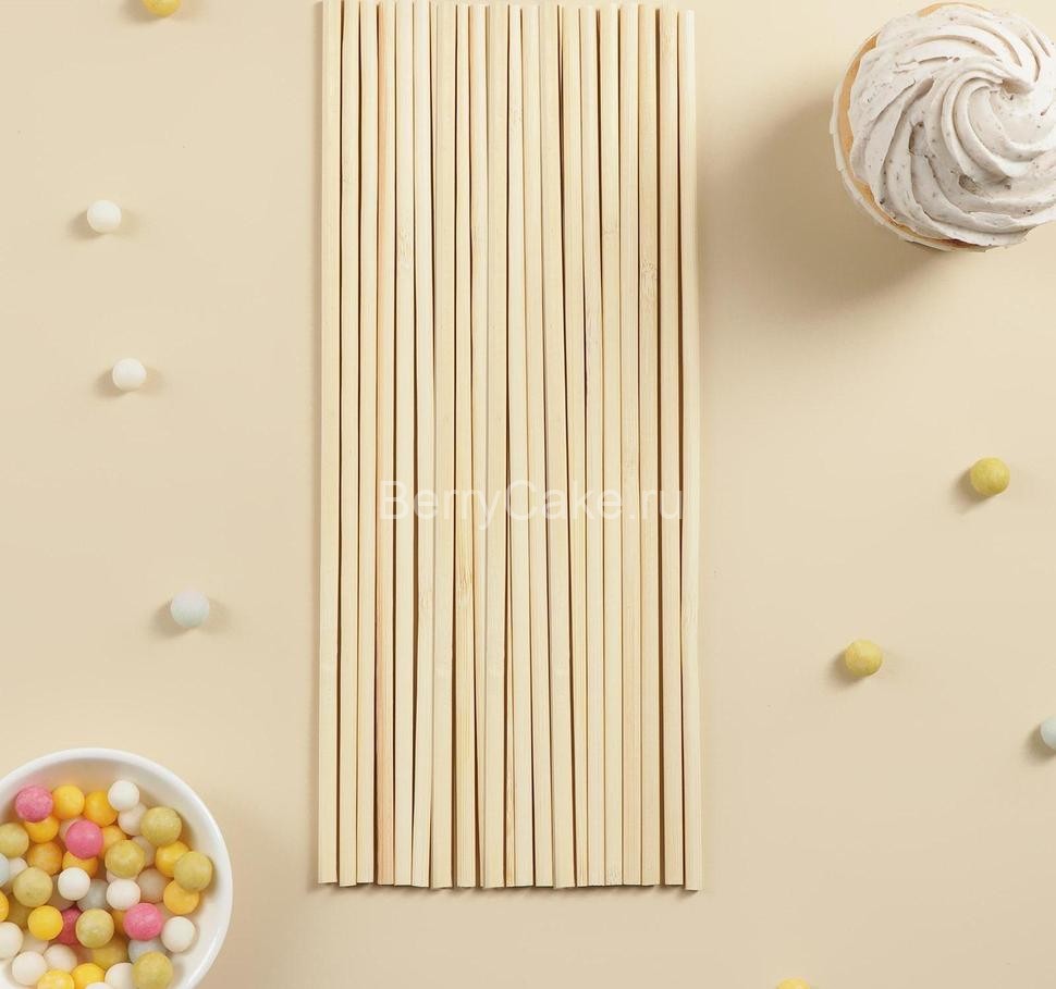 Набор палочек-дюбелей для кондитерских изделий Доляна, 20 шт, длина 25 см, бамбук