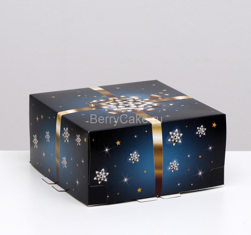 Коробка для торта "Золотой бант", 24 х 24 х 12 см, 1,5 кг