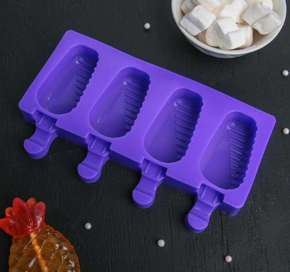 Форма для леденцов и мороженого "Эскимо в глазури", 4 ячейки, цвет МИКС