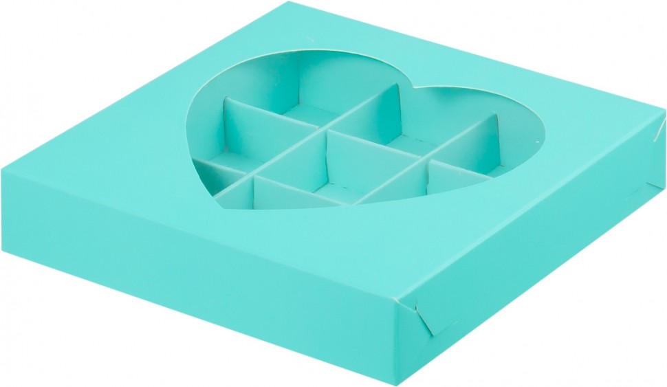 Коробка для 9 конфет Сердце ТИФФАНИ 155*155*300 мм (РУК)